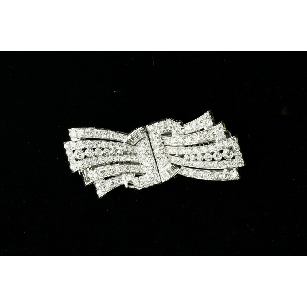 18k White Gold and Platinum Diamond Double Clip/Brooch TDW = 5.10 ct